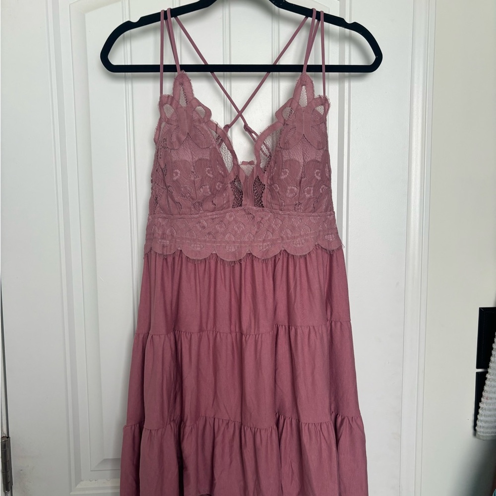 Cute summer dress cross cross back lace front